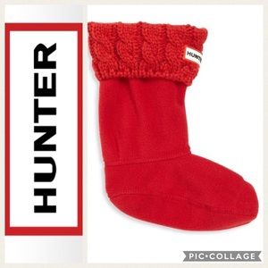 ❤️NEW!! Hunter Kids 6 Stitch Boot Socks {Red} L